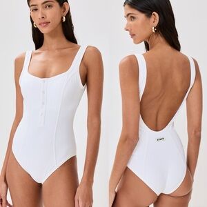 NWT STAUD Paula One Piece Suit in Bright White Size S